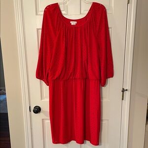 London Times Vibrant Red Long Sleeve Dress